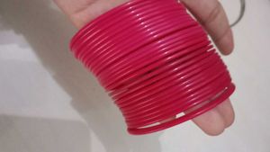 Vibrant Pink Bangles - Set of Stackable Bracelets