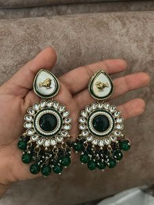 Emerald Green Kundan Earrings