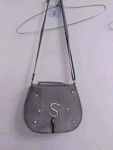 Gray Initial "S" Crossbody Bag,Used