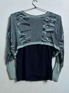 Dual-Layer Attached Knit Shrug Top