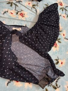 H&amp;M - New Off Shoulder Navy Top with White Prints