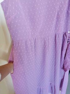 Purple Polka Dot Ruffle Dress