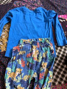 Cute Blue Tiger Print Pajama Set