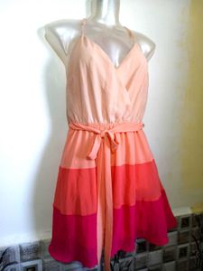 Colorblock Wrap Mini Dress