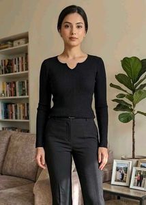 stylish latest regular solid black top