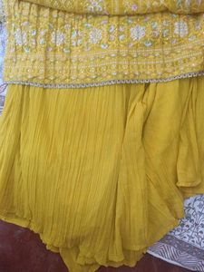 Nyra cutYellow Embroidered kurta Choli Set