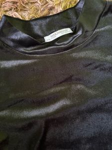 Zara Black Satin High Neck Top