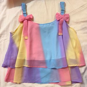 Pastel Rainbow Bow Top 🎀