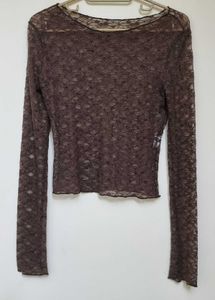 Brown laced sheer top