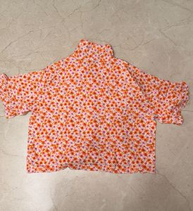 Chic Floral Print Button-Up Top