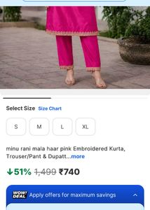 Vibrant Pink Kurta Set with Lace Trim