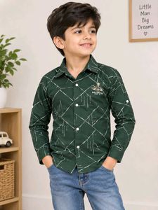 Stylish Boys' Printed Green Shirt | 6-8 years