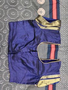 Elegant Blue Saree with Gold Border