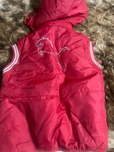 Without Sleeve Red Kids Wear Jacket