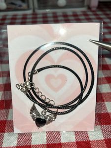 Gothic Black Heart Wing Necklace