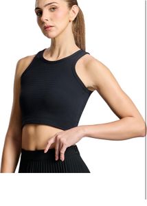 Black Ribbed Cropped Tank Top