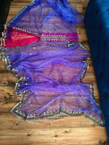 Stunning handwork Net lehanga Saree