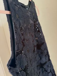 Black Floral Embellished Mini Dress