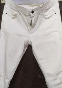 Off White Colour Jeans For Girl