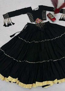 Stylish Black Tiered Lehenga Choli Set