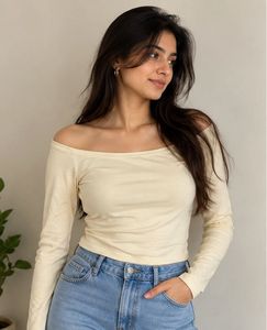 ZUDIO Ecru Off-Shoulder Full-Sleeve Top