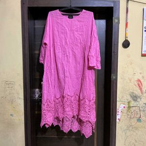 Beautiful Pink Kurta with Lace Detail