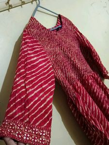 Stylish Red Bandhani Kurta