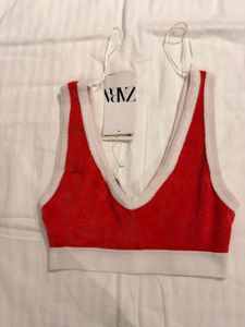 Zara Red Terry Bralette