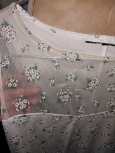 White Floral Net Dress