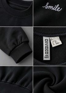 BLACK SMILE EMBROIDERED CREWNECK SWEATSHIRT