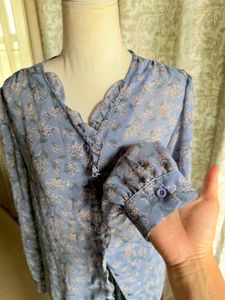 Sheer Floral Button-Up Blouse