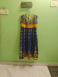 Stunning Blue &amp; Yellow Anarkali Gown