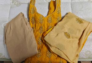 Embroidered Yellow Kurta Set