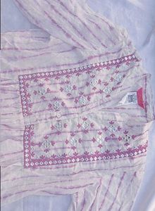 Striped Embroidered Tunic Top