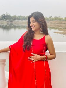 Red kurti Set With Dupatta