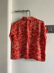 Orange Floral Print Shirt