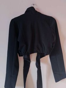 Chic Black Wrap Crop Blazer