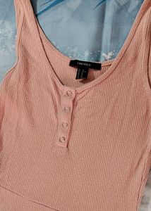 Dusty Pink Colour Slim One Piece Dress
