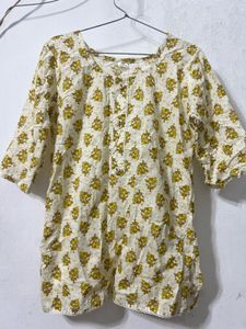 Beautiful Yellow Floral Print Kurta