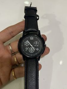 Stylish Black Leather Watch
