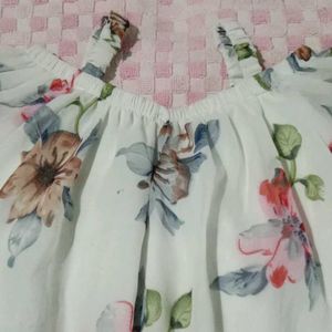 Floral Ruffle Cold Shoulder Top