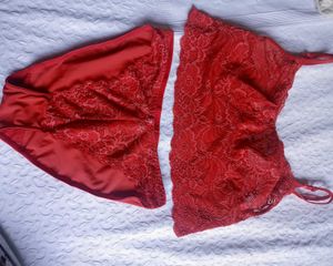 Red Lace Bralette &amp; Panty Set