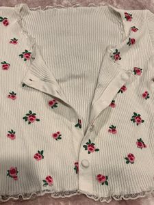 Floral Print Ribbed Crop Top