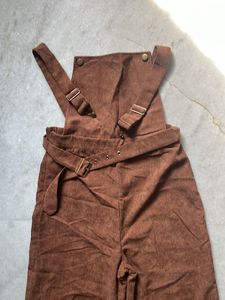 Brown Corduroy Jumpsuit with Belt