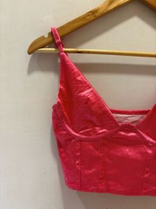 Hot Pink Satin Corset Top