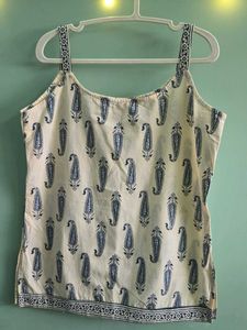 Cream Paisley Print Kurta Top