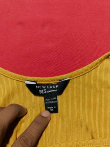 Girls Ribbed Sleeveless Dress – Mustard Yellow