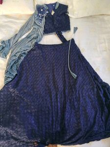 Elegant Navy Blue Lehenga Set