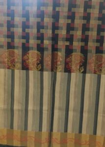Elegant Checked Saree with Striped Border