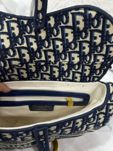 Dior Saddle Bag - Navy Oblique Canvas